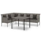 2-tlg. Garten-Essgruppe mit Kissen Grau Poly Rattan