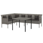 2-tlg. Garten-Essgruppe mit Kissen Grau Poly Rattan
