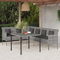 2-tlg. Garten-Essgruppe mit Kissen Grau Poly Rattan