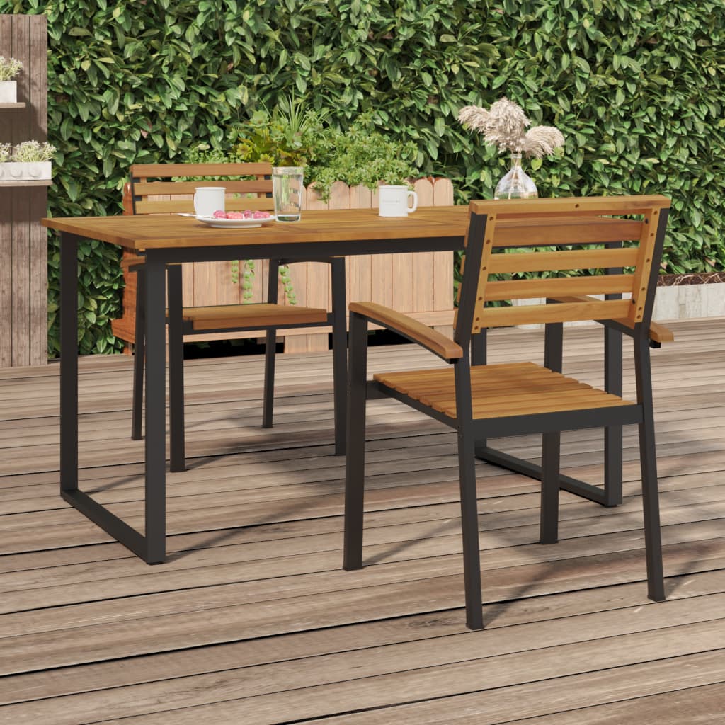 Stapelbare Gartenstühle 2 Stk. Massivholz Akazie und Metall