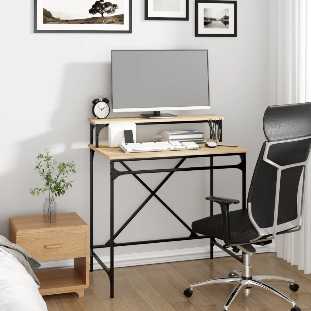 Schreibtisch Sonoma-Eiche 80x50x90 cm Holzwerkstoff und Eisen