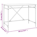 Schreibtisch Räuchereiche 100x50x75 cm Holzwerkstoff und Eisen