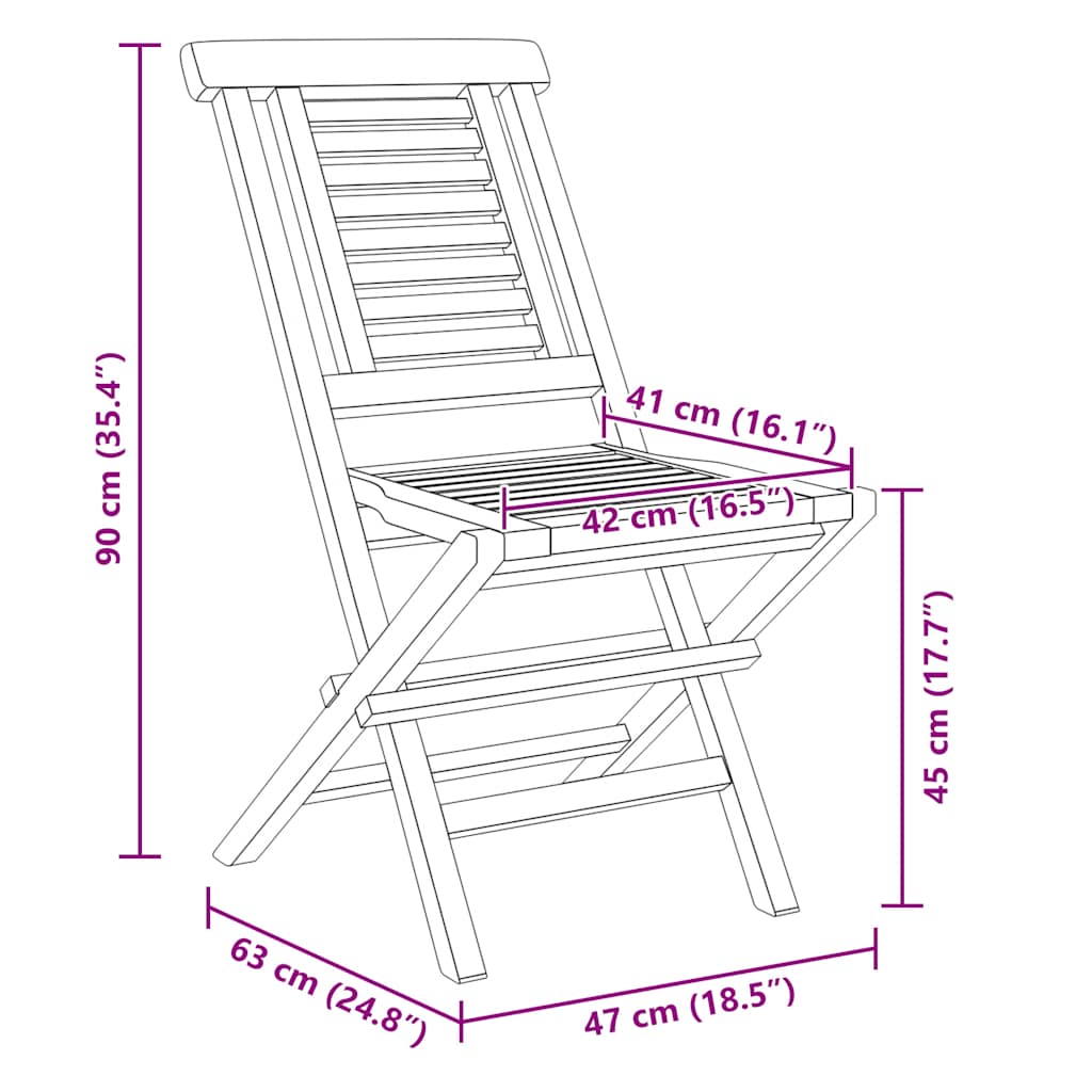 Gartenstühle 8 Stk. Klappbar 47x63x90 cm Massivholz Teak