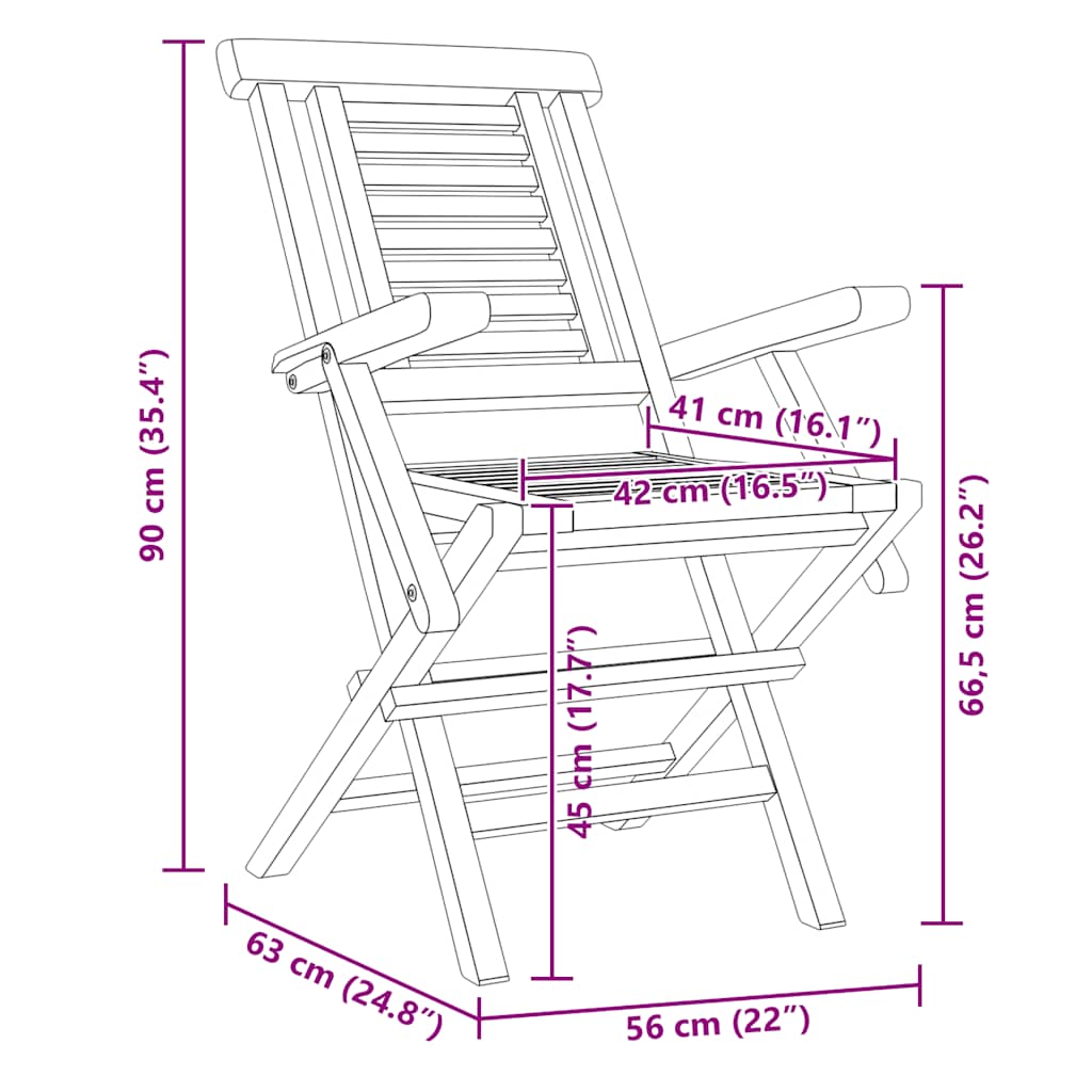 Gartenstühle 8 Stk. Klappbar 56x63x90 cm Massivholz Teak