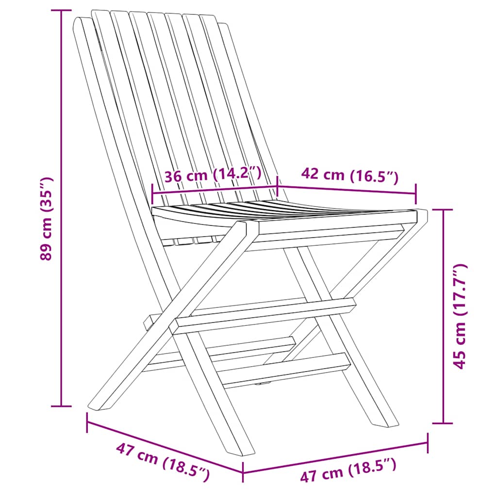 Gartenstühle 8 Stk. Klappbar 47x47x89 cm Massivholz Teak
