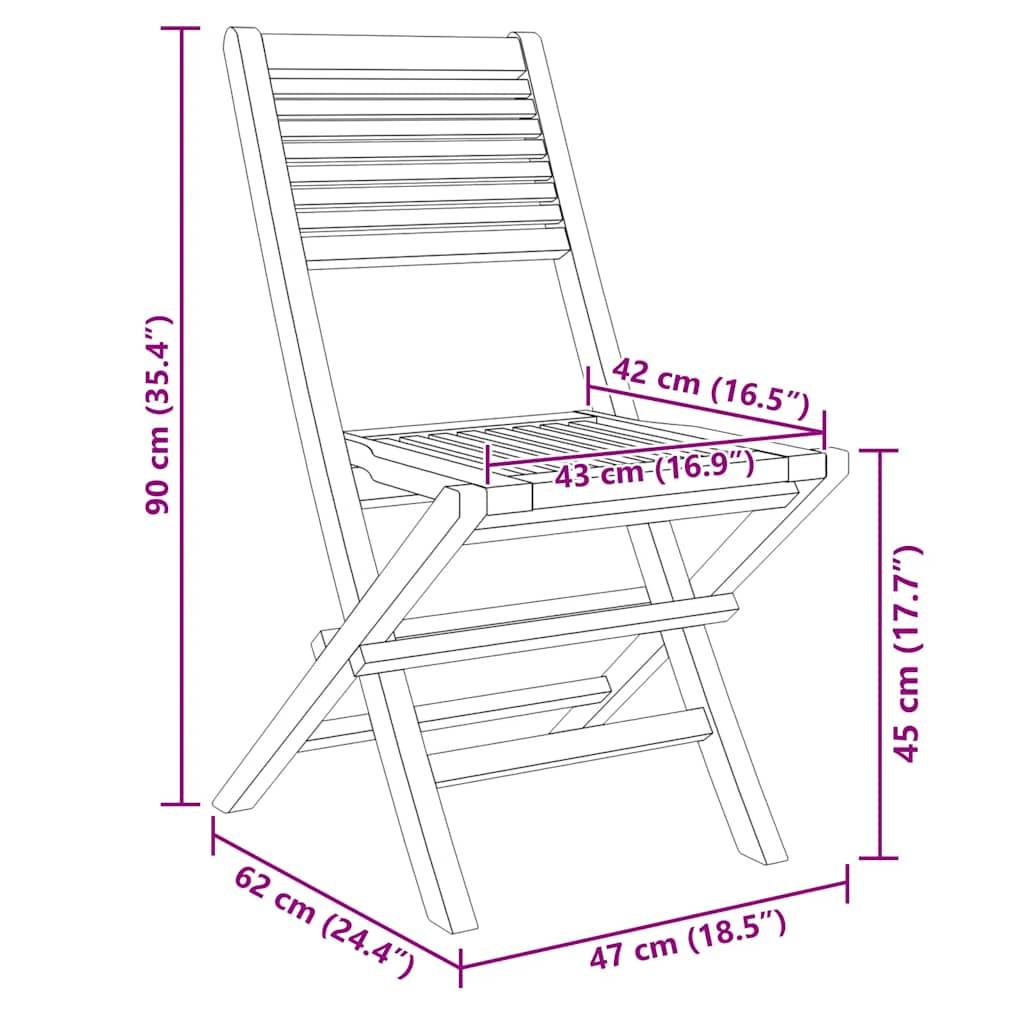 Gartenstühle 4 Stk. Klappbar 47x62x90 cm Massivholz Teak