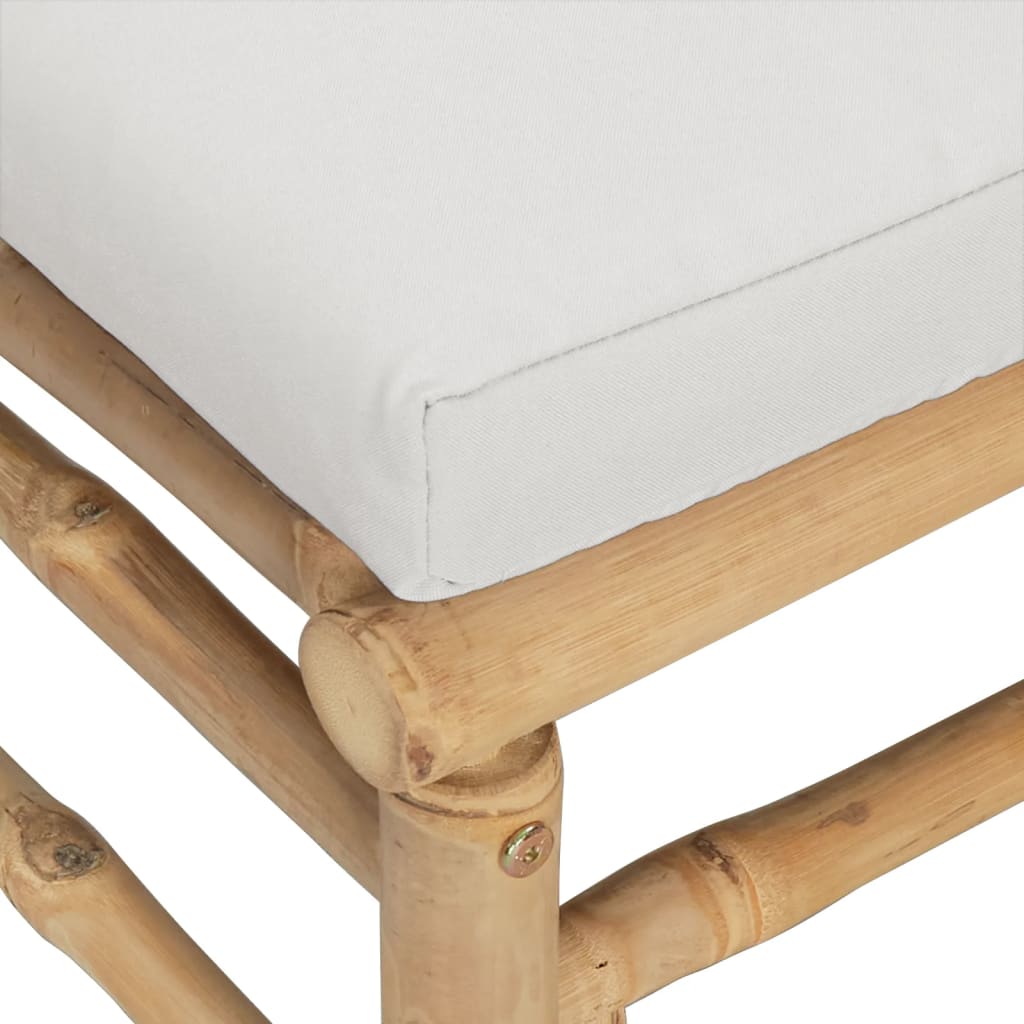 11-tlg. Garten-Lounge-Set mit Hellgrauen Kissen Bambus