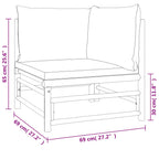11-tlg. Garten-Lounge-Set mit Hellgrauen Kissen Bambus