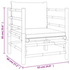 12-tlg. Garten-Lounge-Set mit Kissen Taupe Bambus