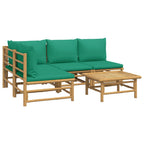 5-tlg. Garten-Lounge-Set mit Grünen Kissen Bambus