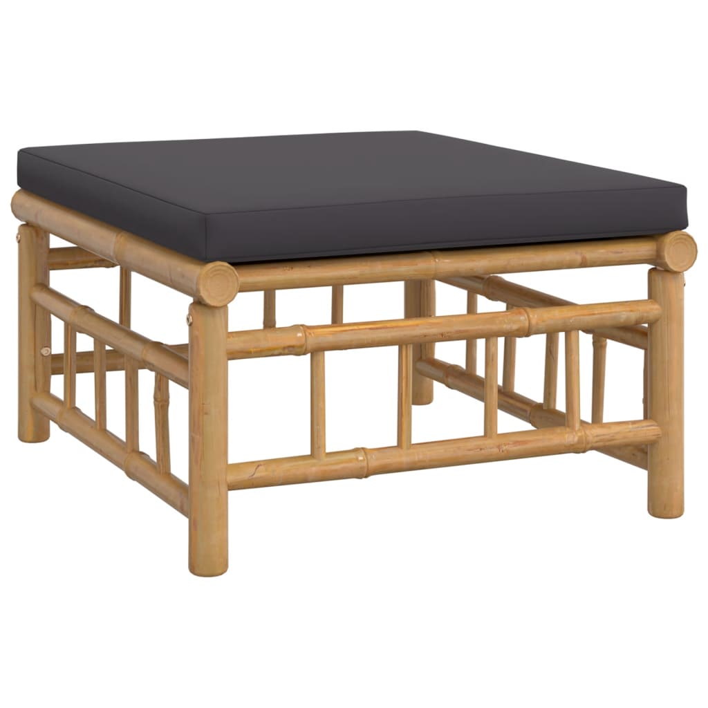 12-tlg. Garten-Lounge-Set mit Dunkelgrauen Kissen Bambus
