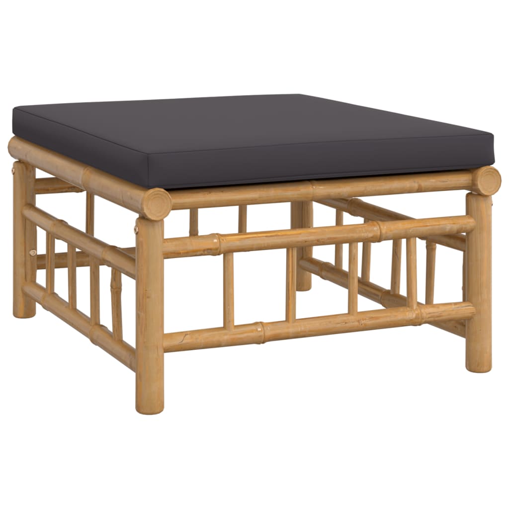 12-tlg. Garten-Lounge-Set mit Dunkelgrauen Kissen Bambus