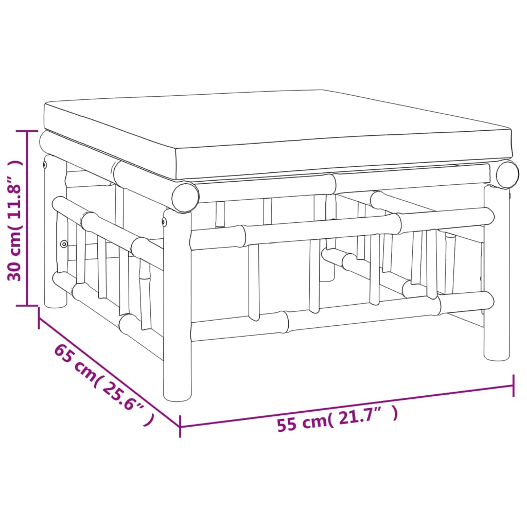 12-tlg. Garten-Lounge-Set mit Dunkelgrauen Kissen Bambus