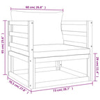 8-tlg. Garten-Lounge-Set mit Hellgrauen Kissen Massivholz