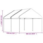Pavillon mit Dach Weiß 4,46x4,08x3,22 m Polyethylen
