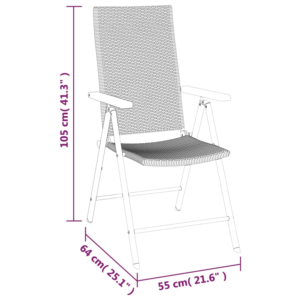 7-tlg. Garten-Essgruppe Schwarz und Braun Poly Rattan