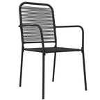 7-tlg. Garten-Essgruppe Schwarz Baumwollseil und Stahl