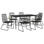 7-tlg. Garten-Essgruppe Schwarz PVC-Rattan
