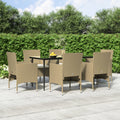 7-tlg. Garten-Essgruppe mit Kissen Beige und Schwarz