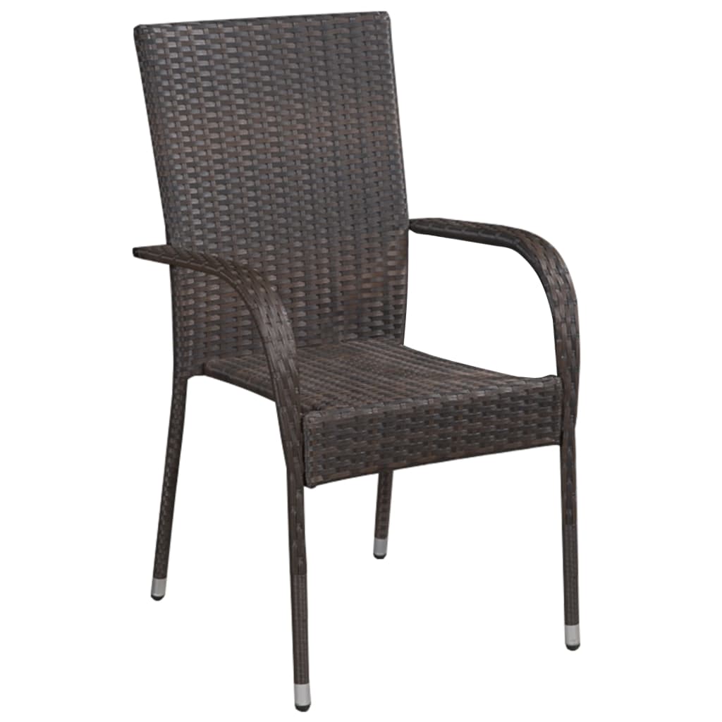 7-tlg. Garten-Essgruppe Braun Poly Rattan