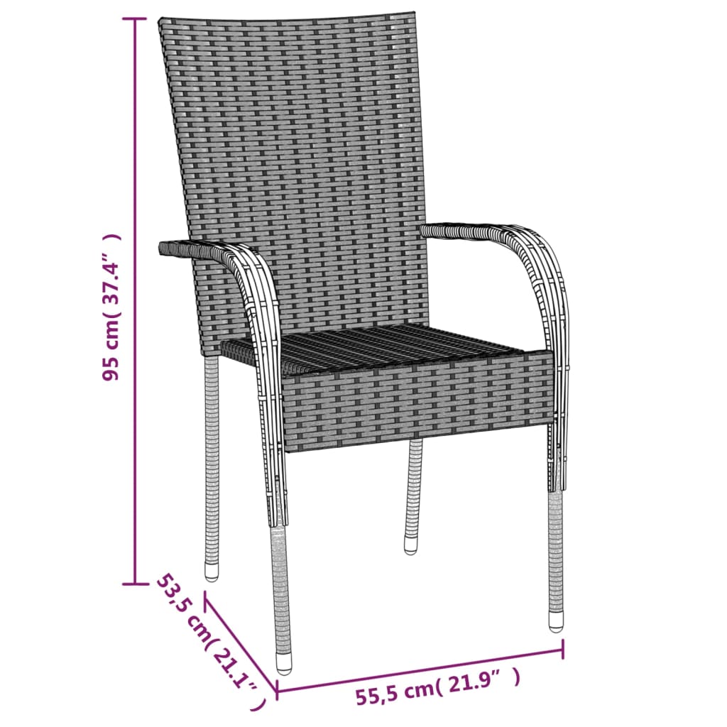 7-tlg. Garten-Essgruppe Braun Poly Rattan