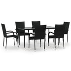 7-tlg. Garten-Essgruppe Schwarz Poly Rattan
