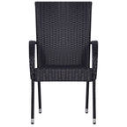 7-tlg. Garten-Essgruppe Schwarz Poly Rattan