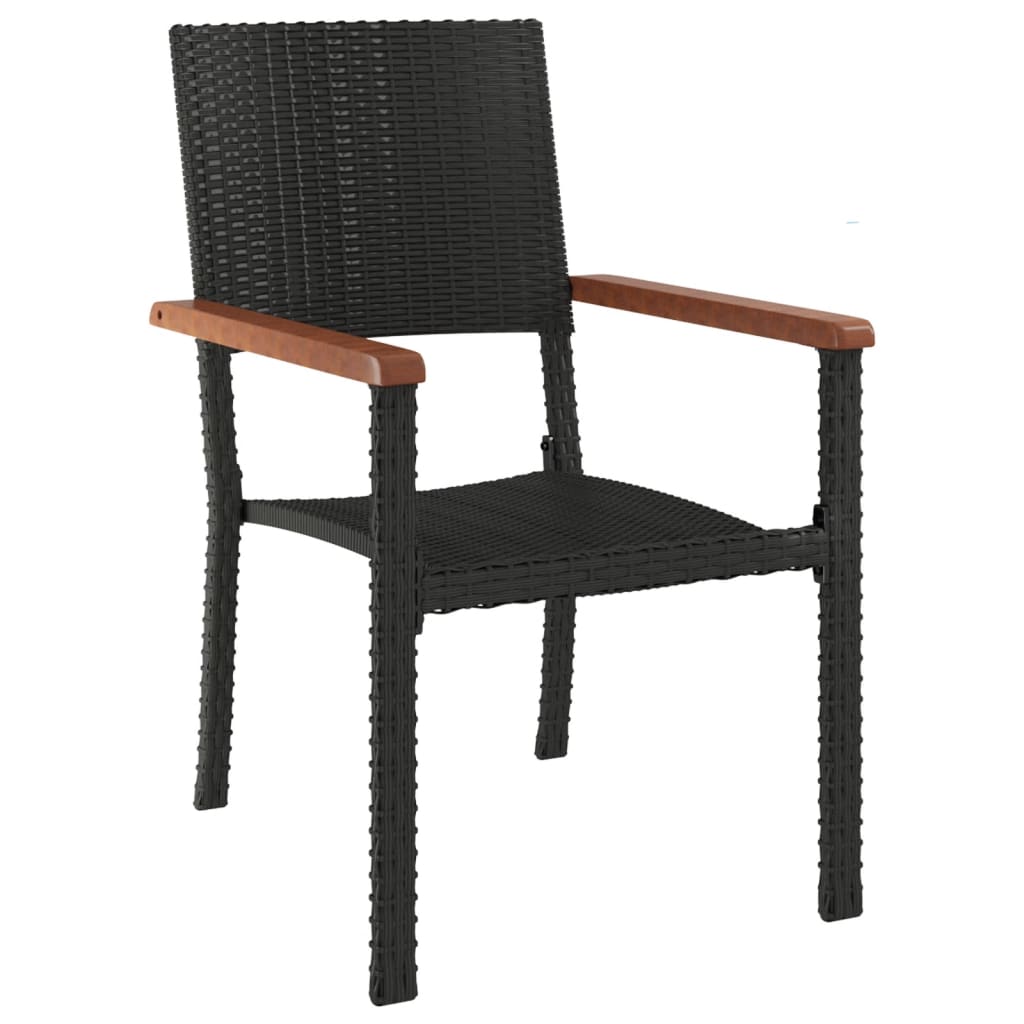 7-tlg. Garten-Essgruppe Schwarz Poly Rattan