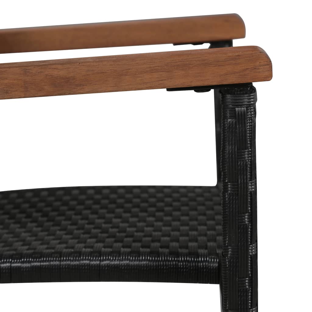 7-tlg. Garten-Essgruppe Schwarz Poly Rattan