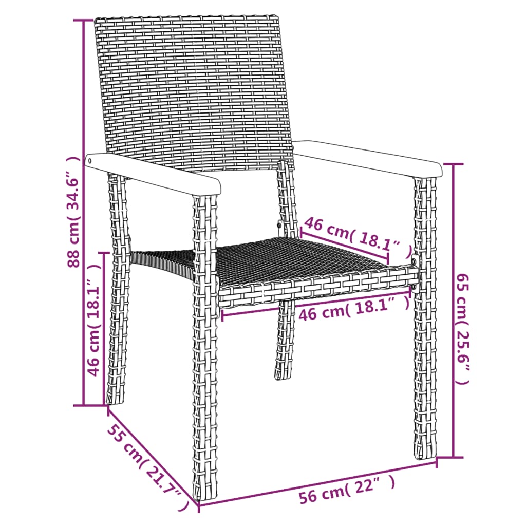 7-tlg. Garten-Essgruppe Schwarz Poly Rattan