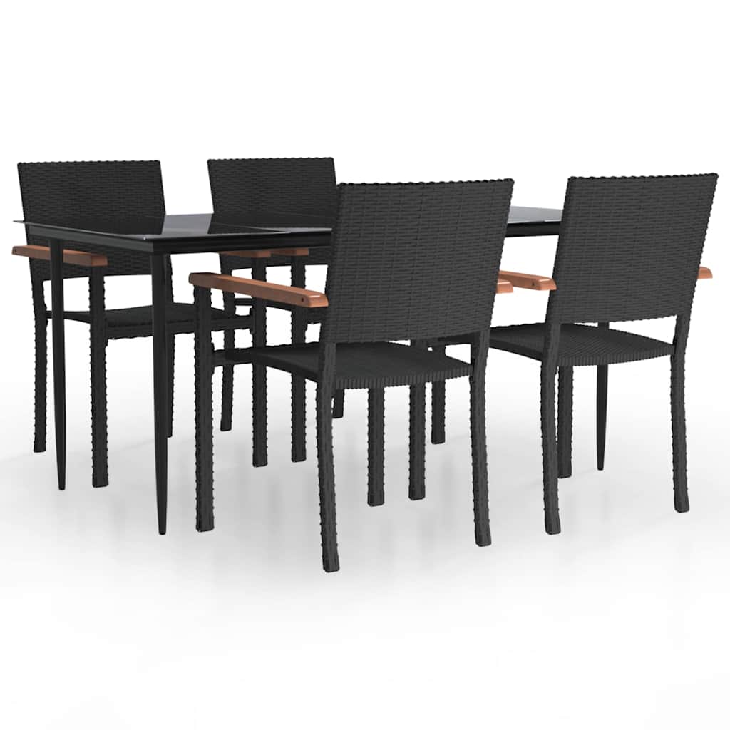 5-tlg. Garten-Essgruppe Schwarz Poly Rattan