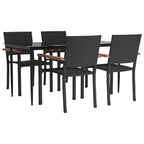 5-tlg. Garten-Essgruppe Schwarz Poly Rattan
