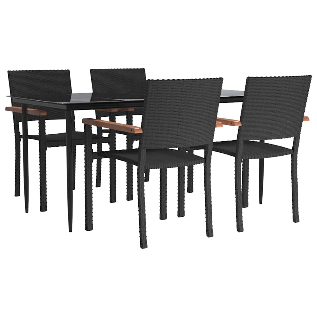 5-tlg. Garten-Essgruppe Schwarz Poly Rattan