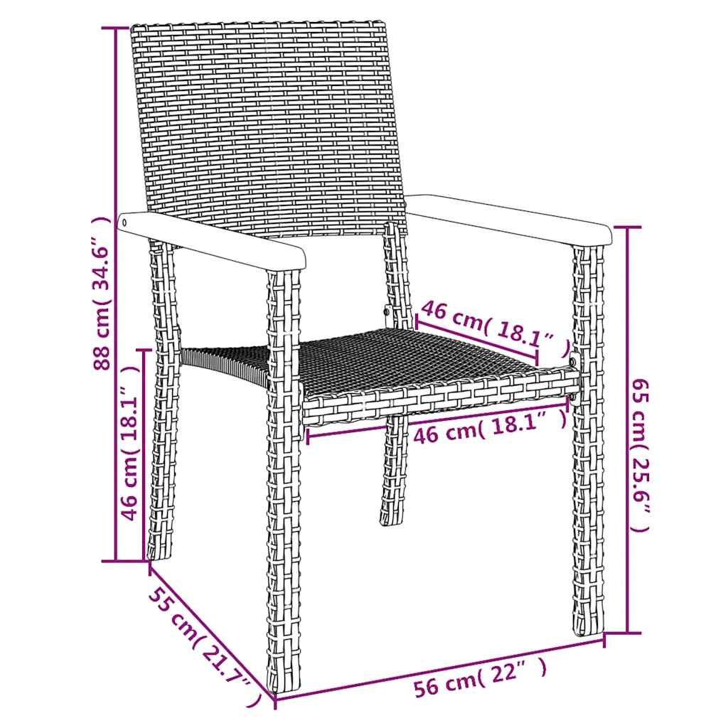 5-tlg. Garten-Essgruppe Schwarz Poly Rattan