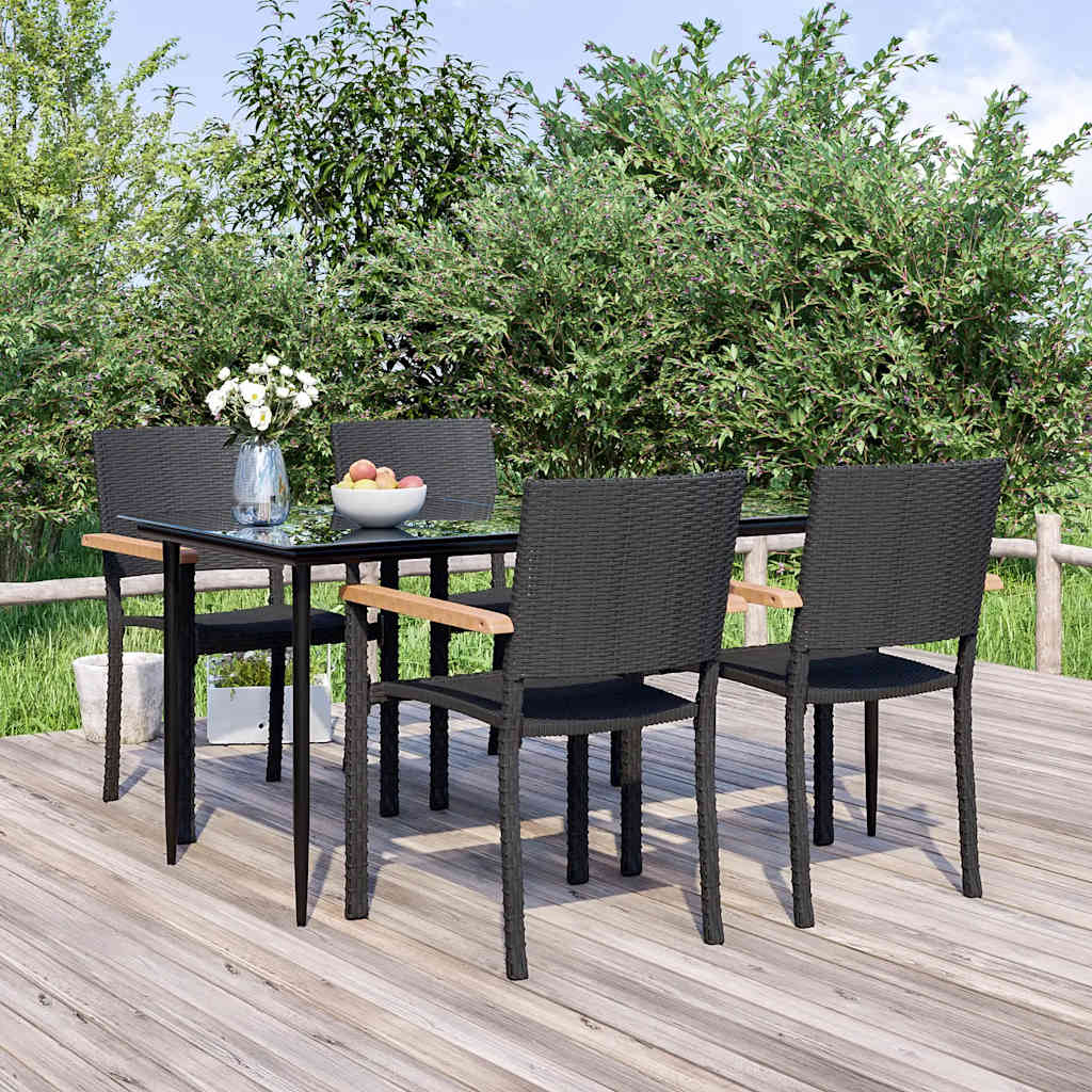 5-tlg. Garten-Essgruppe Schwarz Poly Rattan