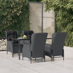 5-tlg. Garten-Essgruppe Dunkelgrau Poly Rattan