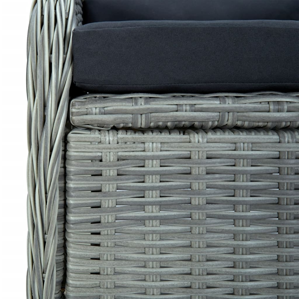 7-tlg. Garten-Essgruppe Hellgrau Poly Rattan