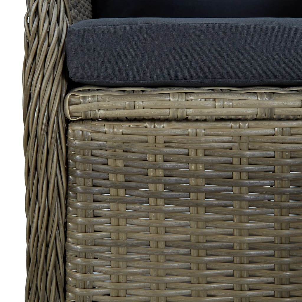 7-tlg. Garten-Essgruppe Braun Poly Rattan