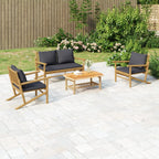 4-tlg. Garten-Lounge-Set mit Dunkelgrauen Kissen Bambus