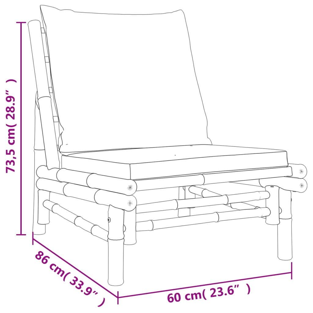 5-tlg. Garten-Lounge-Set mit Cremeweißen Kissen Bambus