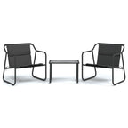3-tlg. Garten-Lounge-Set mit Kissen Anthrazit Stahl