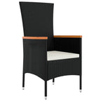 7-tlg. Garten-Essgruppe mit Kissen Schwarz Poly Rattan