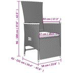 9-tlg. Garten-Essgruppe mit Kissen Grau Poly Rattan