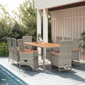 9-tlg. Garten-Essgruppe mit Kissen Grau Poly Rattan