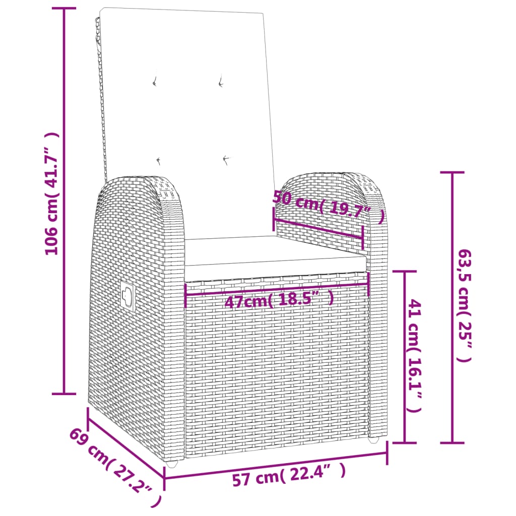 9-tlg. Garten-Essgruppe mit Kissen Grau Poly Rattan