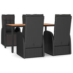 5-tlg. Garten-Essgruppe Schwarz Poly Rattan & Massivholz Akazie