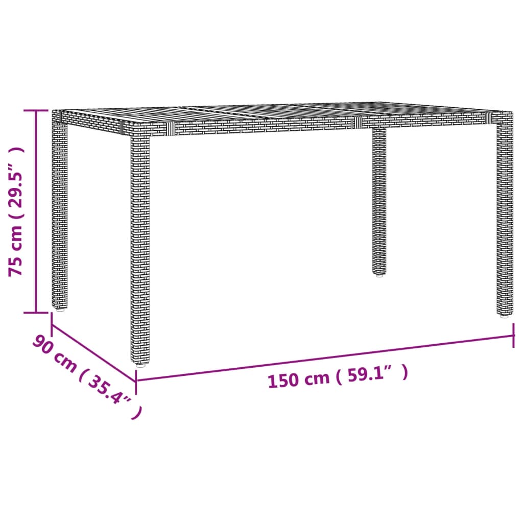 5-tlg. Garten-Essgruppe Schwarz Poly Rattan & Massivholz Akazie