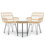 3-tlg. Garten-Essgruppe Poly Rattan