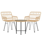 3-tlg. Garten-Essgruppe Poly Rattan