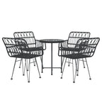5-tlg. Garten-Essgruppe Schwarz Poly Rattan